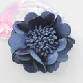 Fiore in tessuto blu navy a strati per fermagli fai-da-te e decorazioni di abbigliamento - Spilla a bastone / Blu Notte