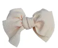 Beige 5-inch waffle textured large hair bow clip for girls and toddlers - Beige