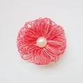 Accessorio floreale intrecciato a mano rosa con perla centrale per lavori DIY - Rosso Anguria
