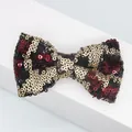 Papillon di paillettes con motivo leopardato rosso e nero e accenti dorati - Rosso