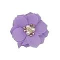 Detail of 6cm light purple chiffon flower with imitation pearls and rhinestones - Flat Pad / Light Purple