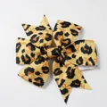 Fiocco per capelli bimba con stampa leopardata su nastro giallo e note musicali oro - Stile 8 (Leopardo Musica Giallo)