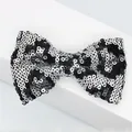 Papillon con paillettes leopardate nere e argento dalla finitura scintillante - Argento