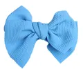 Light blue 5-inch waffle textured fabric bow hair clip for babies and children - Blue