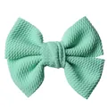 Handmade 4.5-inch mint green double bow hair clip with textured ribbed fabric - Apple Green