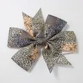 Fermaglio per capelli con fiocco leopardato in nastro a costine per bambine e neonati - Stile 10 (Leopardo Grigio Marrone)