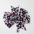 Fermaglio per capelli con fiocco in grosgrain a motivo leopardato rosa e nero - Stile 11 (Leopardo Rosa Bianco)