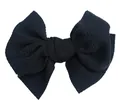 Elegant 5-inch large black textured fabric hair bow clip for girls and children - Black