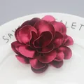 Handmade deep red chiffon flower accessory for DIY apparel and hats with silky finish - Burgundy
