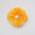 Handmade bright yellow fabric flower accessory with center pearl for DIY fashion projects - Gold Yellow