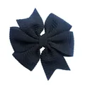 Fiocco per capelli nero da 3,7 pollici per bambine in tessuto grosgrain con più strati - Nero