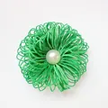 Emerald green handmade fabric flower with a central pearl, elegant DIY apparel accessory - Christmas Green