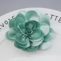 Handmade mint green chiffon fabric flower accessory with satin finish for DIY clothing - Bean Green