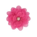 Handmade dark pink chiffon flower accessory with faux pearl and rhinestone center - Rose Red