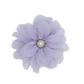Handmade purple chiffon flower accessory with a central white pearl and crystal rhinestones - Light Purple