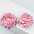 Fiocco in velluto rosa con paillettes colorate e strass per scarpe e cappelli DIY - Rosa