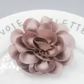 Elegant mauve satin chiffon layered fabric flower accessory for hats and bags - Khaki Grey