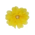 Chiffon flower hair clip in bright yellow with a white pearl and rhinestone center - Yellow