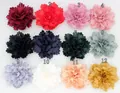 Matrix display of 12 colors of 7cm handmade pleated satin fabric flowers for DIY crafts - Assorted Colors