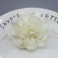 Handmade creamy white chiffon camellia flower accessory for clothing and hair decor - Beige