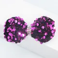 Nœud à paillettes rouge rose étincelant avec base en velours et centre en strass - Violet foncé