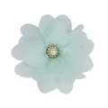 Handmade light mint green chiffon flower accessory with pearls and rhinestone center - Light Green