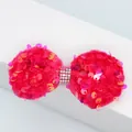Nœud en velours rose fuchsia avec paillettes brillantes et centre en strass - Rouge Rose