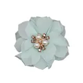 Fleur en mousseline vert menthe avec perles et strass pour accessoires cheveux DIY - Base plate / Vert Clair
