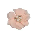 Fleur en mousseline rose avec perles et strass pour accessoires de cheveux DIY - Base plate / Champagne