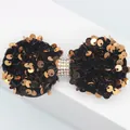 Nœud en velours noir avec paillettes bronze et détail central en strass multicolores - Café Noir