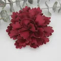 Deep red 7cm wavy pleated satin fabric flower for DIY clothing and hat accessories - Burgundy