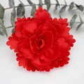 7cm red handmade satin fabric flower with wavy edges for clothing and hat accessories - Red