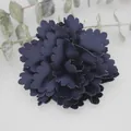 Navy blue fabric flower accessory with layered serrated edges for DIY clothing decoration - Navy Blue