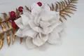 Flor de tela multicapa blanco roto con purpurina plateada para accesorios de calzado y pelo - Beige
