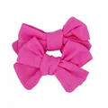 Pair of hot pink linen bow hair clips for girls in a cute minimalist princess style - Rose Red