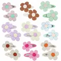 16-piece set of colorful sunflower hair clips for kids made of textured ribbed fabric - Multicolor