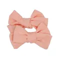 Pair of cute pale pink bow hair clips for girls made of woven cotton linen fabric - Light Watermelon Red