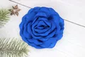 Bright blue textured fabric rose flower accessory with multi-layer 3D petals for DIY crafts - Flat Pad / Sapphire Blue