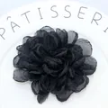 DIY handmade 3D black organza fabric flower accessory for clothing and hair decor - Black