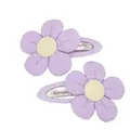 Pair of cute purple sunflower hair clips for girls with soft fabric and metal BB clip - Purple