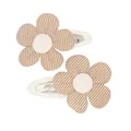 Cute kids sunflower hair clips set featuring brown houndstooth pattern and soft fabric petals - Khaki