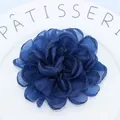 Deep blue organza peony hair clip with multi-layered petals and elegant craftsmanship - Navy Blue