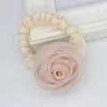 Elegant large fabric rose hair tie in soft pink organza for women's hairstyles - Light Pink