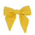 Fermaglio per capelli con fiocco in tessuto giallo e nastro strutturato per ragazze - Giallo