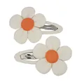 Cute sunflower hair clips set for girls featuring cream corduroy petals and orange centers - Beige Orange