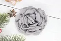 Gray handmade fabric flower hair clip and brooch with elegant layered linen petals - Flat Pad / Gray