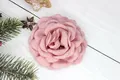 Ecuadorian burnt edge rose hairpin in dusty pink linen with a festive winter backdrop - Flat Pad / Korean Pink Flat Bottom