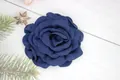 Dark blue fabric rose hair clip for women with multi-layer peony petal design - Navy Blue