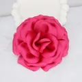 Detailed close-up of a handmade 10cm magenta silk rose with realistic layered fabric petals - Dual-purpose Clip Style / Rose Red