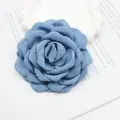 Handmade Morandi blue fabric flower accessory with white beads for DIY hair accessories - Flat Pad / Denim Blue Flat Bottom